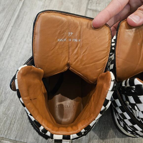 Givenchy Tyson High Top Sneakers Womens Size 37 US 6.5 Checkered Leather Bold - Picture 16 of 16